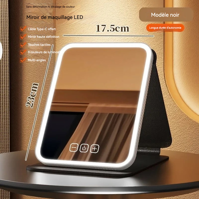Miroir LED de Voyage Pliable & Rechargeable