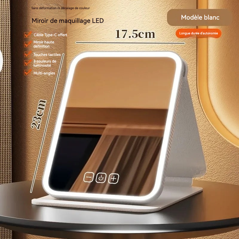 Miroir LED de Voyage Pliable & Rechargeable