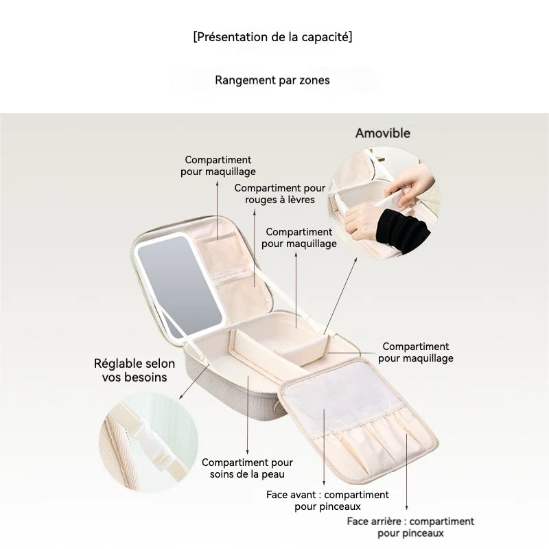 Trousse de maquillage avec miroir LED